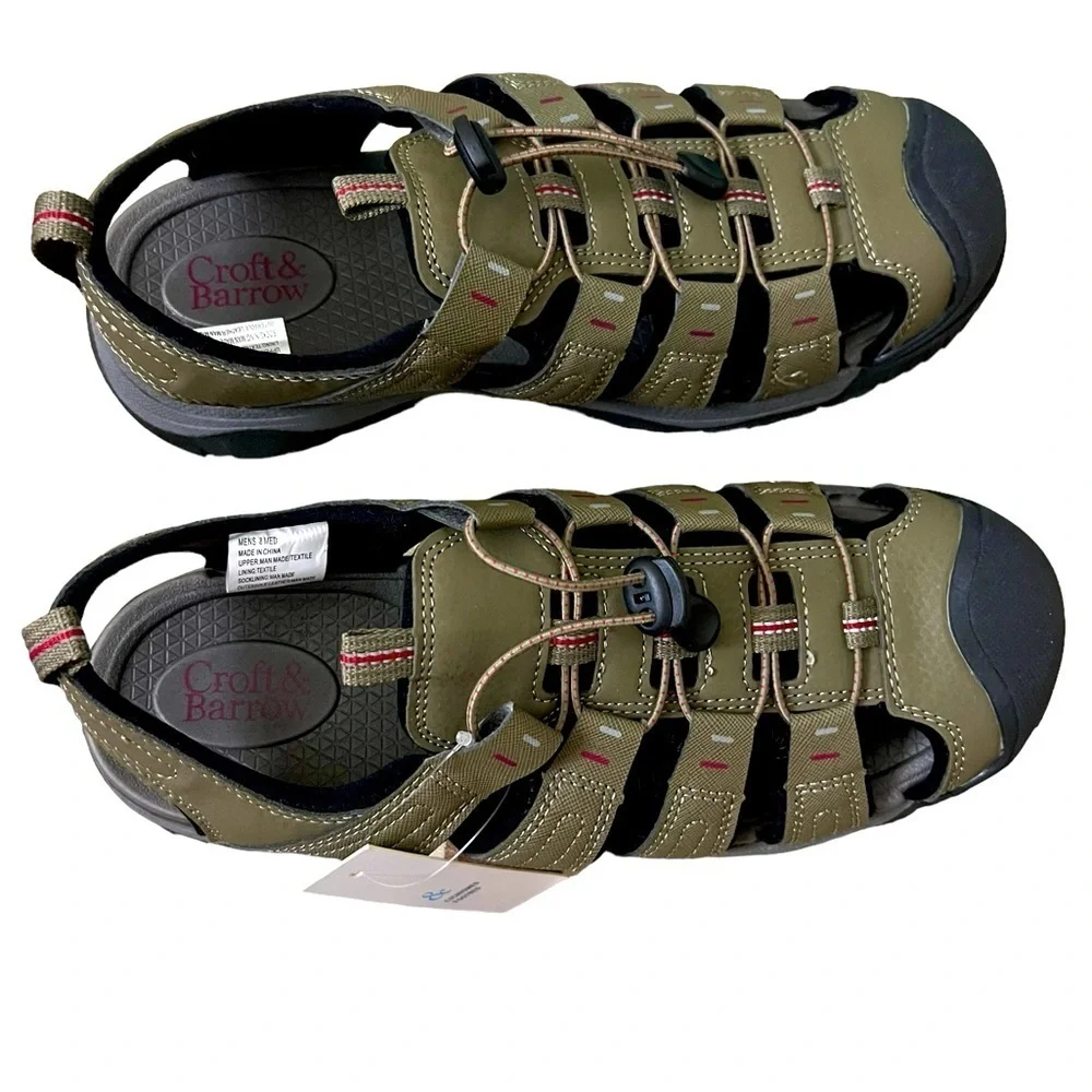 Croft & Barrow Sherman Sandals New Gray Hiking Comfort Shoe Mens Size 8